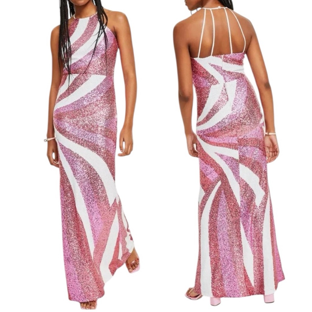 B. Darlin NWT‎ Women’s Sequin Halter Formal Dress Sz 1/2
